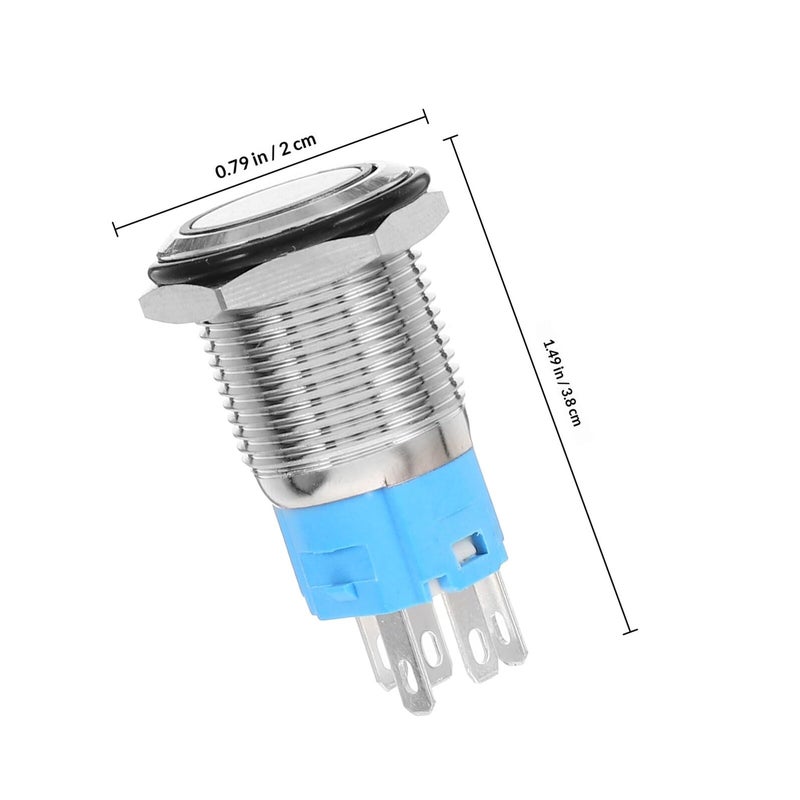 16mm Latching Push Button Switch with LED Ring Light 12V Automotive Ignition Start Power Reset - Image 3