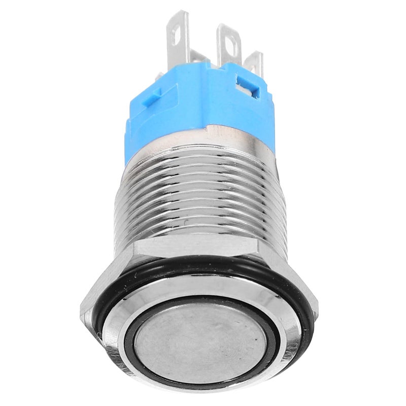 16mm Latching Push Button Switch with LED Ring Light 12V Automotive Ignition Start Power Reset - Image 2