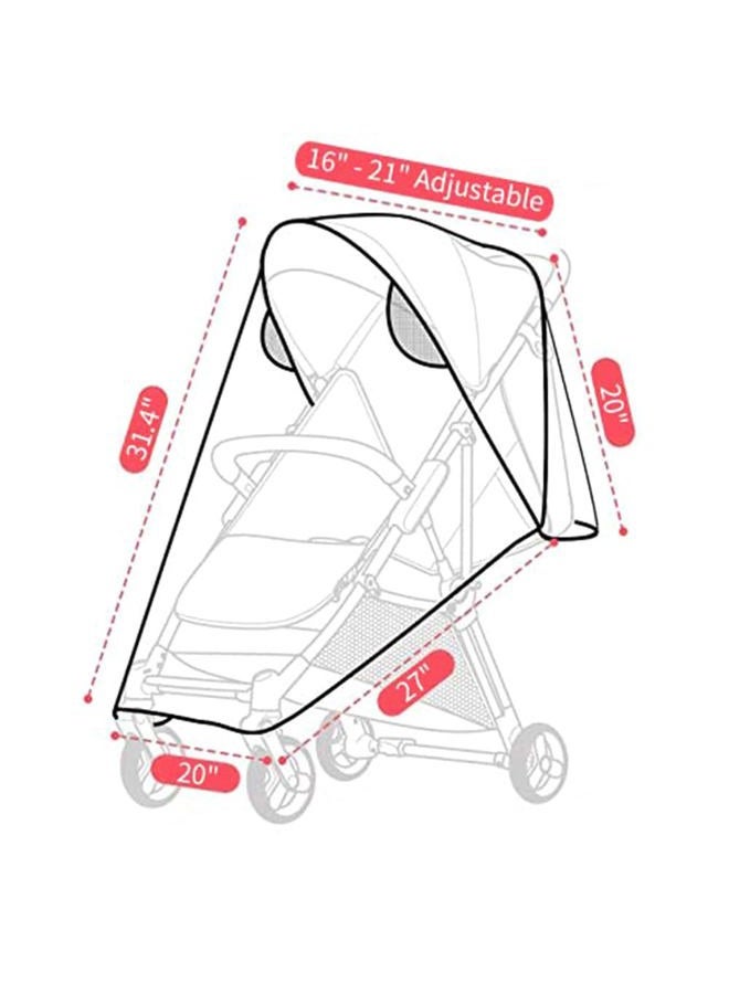 FASOTY Deluxe Stroller Weather Shield, Baby Rain Cover, Universal Size, Waterproof, Water Resistant, Windproof, See Thru, Ventilation, Clear, Plastic, Protection, Shade, Umbrella, Pram, Vinyl - Image 2