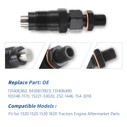 CYCWER 131406360 131406490 Fuel Injectors 3pcs Fit for Ford Holland Tractors 1320 1520 1530 1620 Engine Aftermarket Parts Replace OE 131406360 131406490 - Image 3