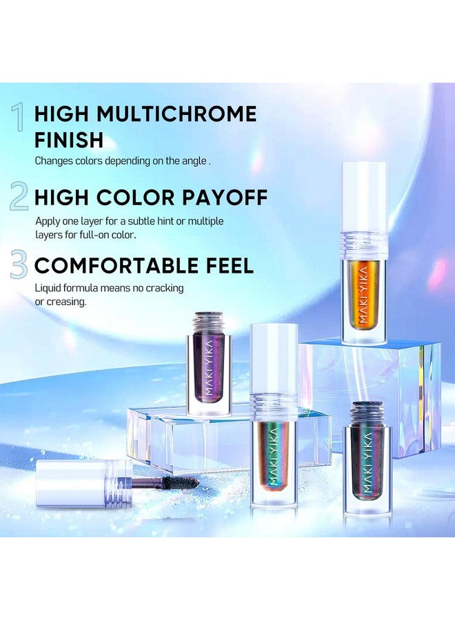 MAKI YIKA Glitter Liquid Eyeshadow, Chameleon Metallic Eyeshadow MultiColor Shifting, Highly Pigmented, Long Lasting With No Creasing Multichrome Holographic Eye Looks (#6 Aurora) - Image 5