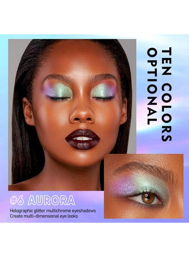MAKI YIKA Glitter Liquid Eyeshadow, Chameleon Metallic Eyeshadow MultiColor Shifting, Highly Pigmented, Long Lasting With No Creasing Multichrome Holographic Eye Looks (#6 Aurora) - Image 3