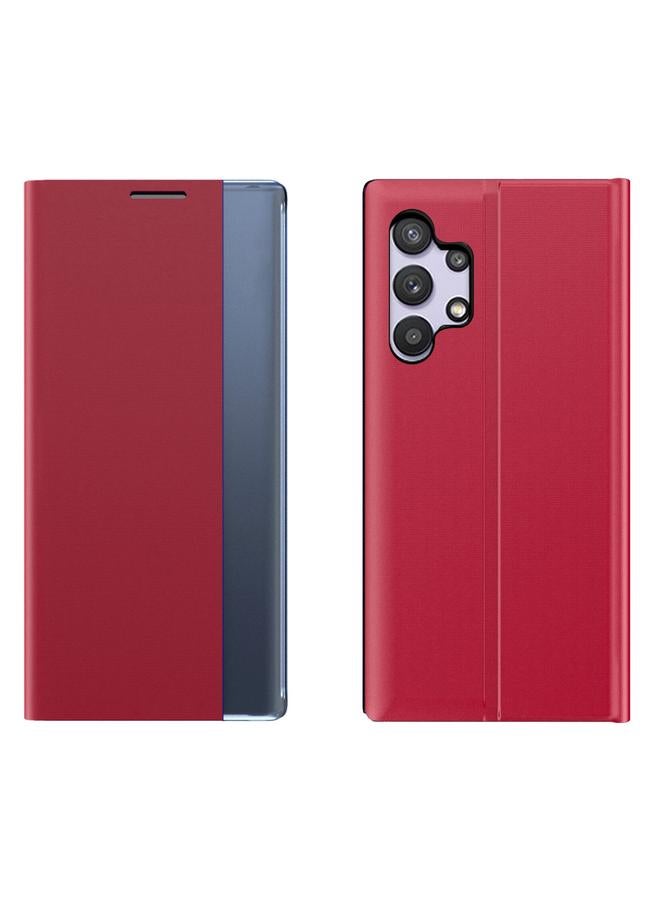 S-TOP Case For Samsung Galaxy A32 5G Plain Texture Cloth Attraction Flip Holder Leather Phone Case - Image 1