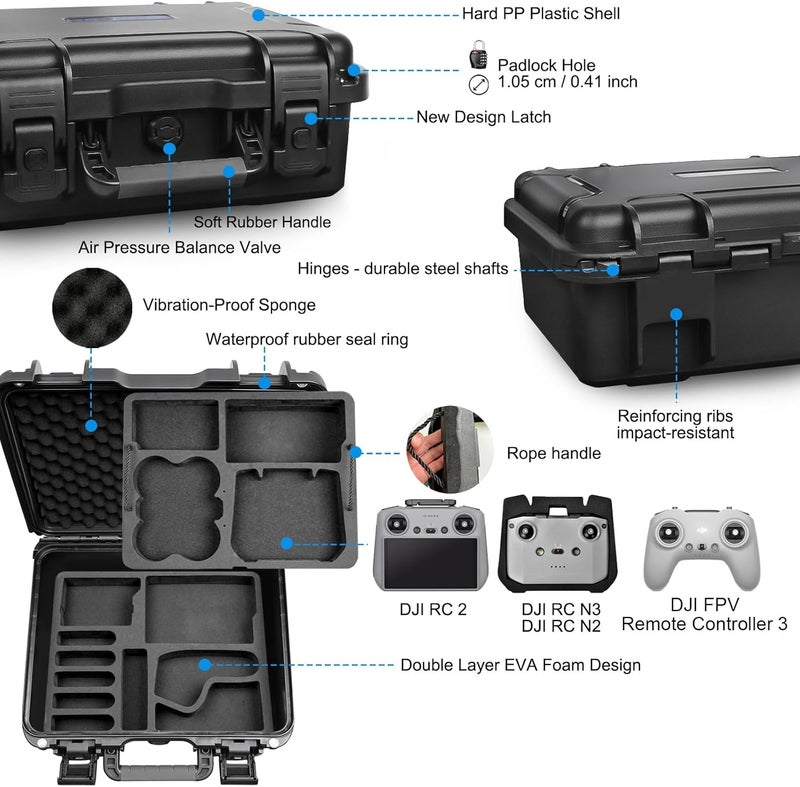 Lekufee Waterproof Hard Carrying Case for DJI Neo Drone,RC 2/N3/N2,Goggles 3/2/Integra(NOT for N3),RC Motion 3/2, Accessories(Case Only) - Image 3