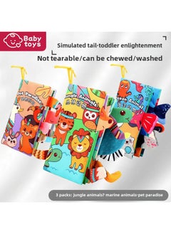 Generic Newborn Gift Box Cloth Book Baby Early Education Can Bite 0-6 Month Baby Meeting Gift Full Moon Gift Toy-Colour:[personal Use For Mothers] Big Tail Cloth Book (jungle + Ocean + Pets)-Specification:[built-in Sound Paper + Bibi Device] Chinese And English Bilingual - Sent After Disinfection  - Image 1