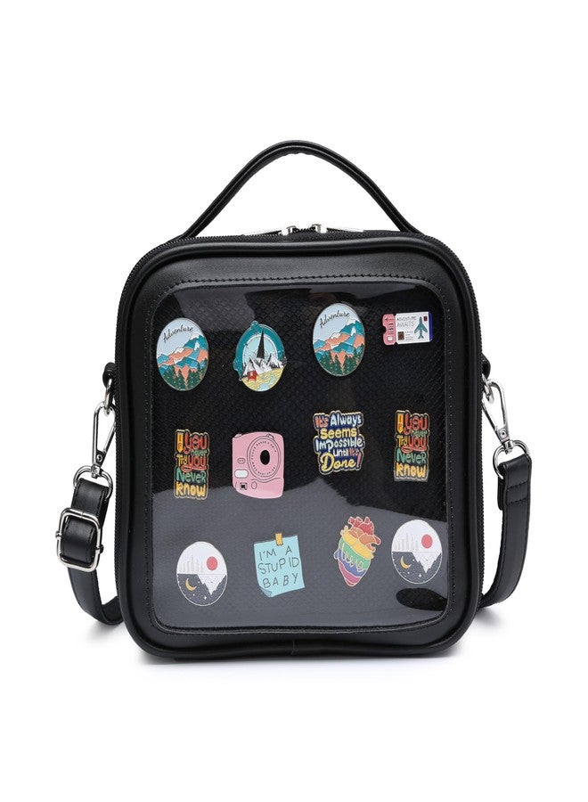CHERRY SAUCE Ita Bag Backpack Crossbody Heart Shaped Purse JK Uniform Shoulder Bags for Anime Pins Display, 23-black - Image 1