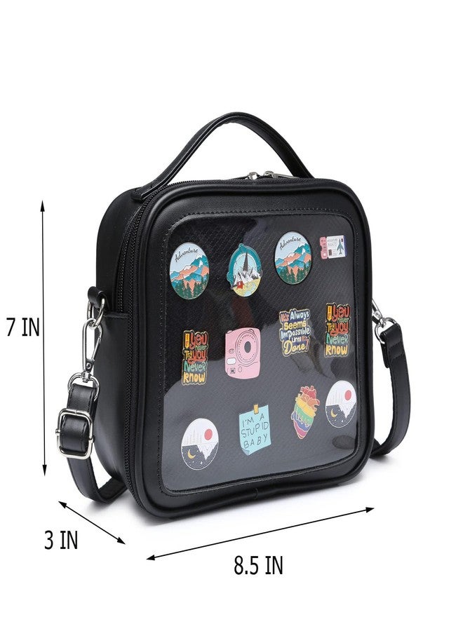CHERRY SAUCE Ita Bag Backpack Crossbody Heart Shaped Purse JK Uniform Shoulder Bags for Anime Pins Display, 23-black - Image 3