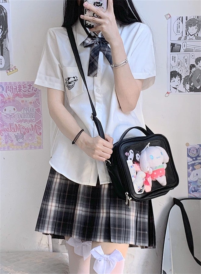 CHERRY SAUCE Ita Bag Backpack Crossbody Heart Shaped Purse JK Uniform Shoulder Bags for Anime Pins Display, 23-black - Image 2
