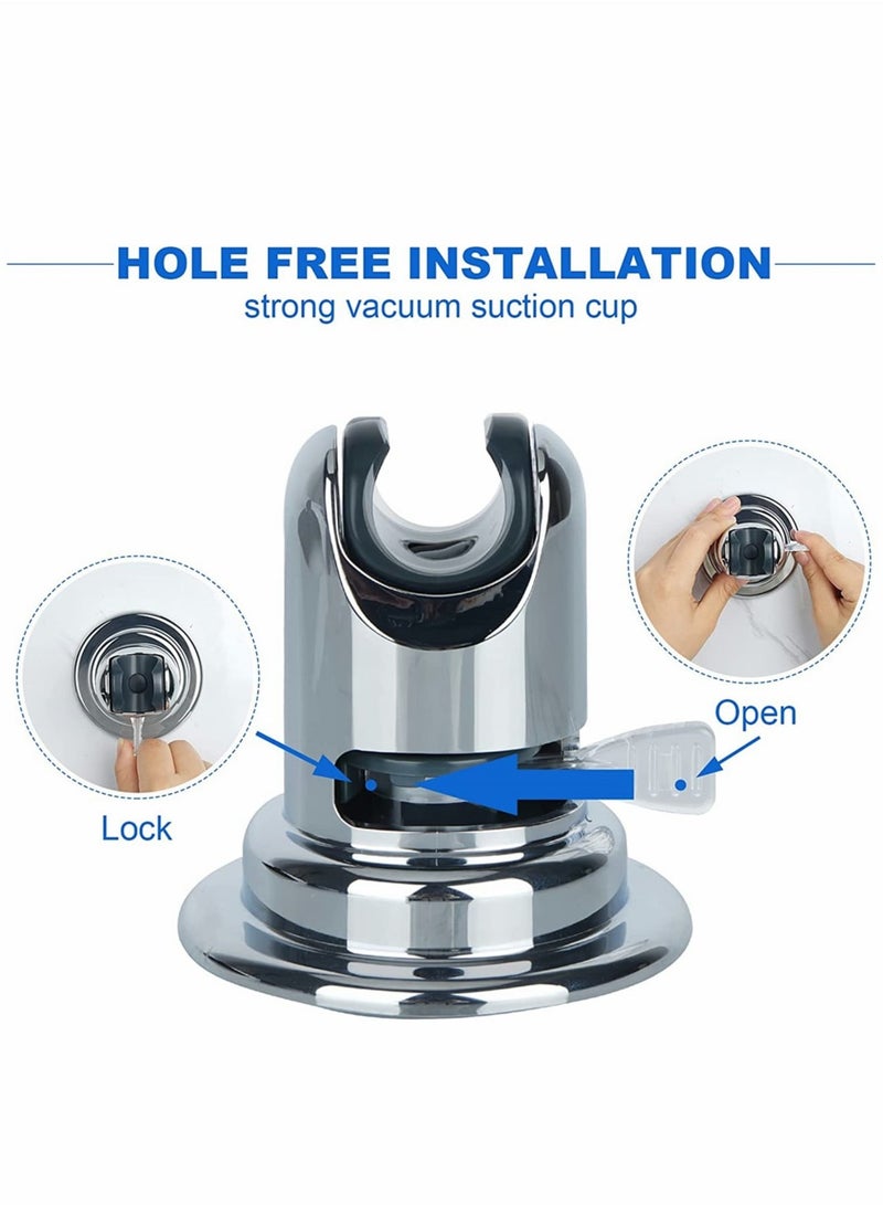 Luckam Bathroom Showers Holder, 15° Suction Cup Adjustable Shower Head Holder Removable Wall Mounted Handheld Shower Head Bracket for Home Bathroom Accessories, Suction Cup Style - Image 2