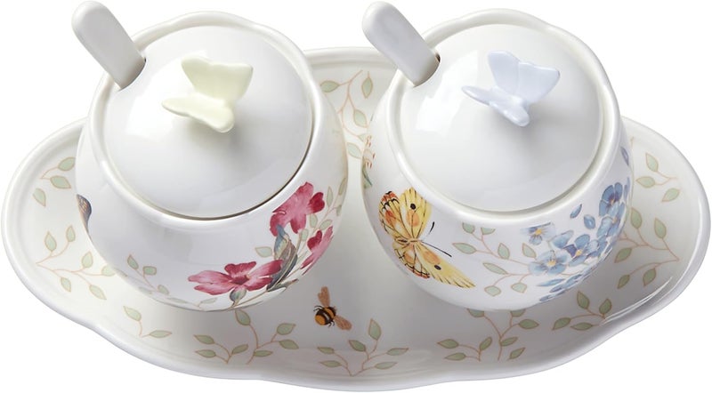 LENOX Butterfly Meadow 7-Piece Condiment Set, White - - Image 2