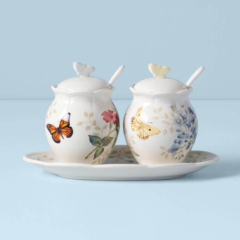 LENOX Butterfly Meadow 7-Piece Condiment Set, White - - Image 3