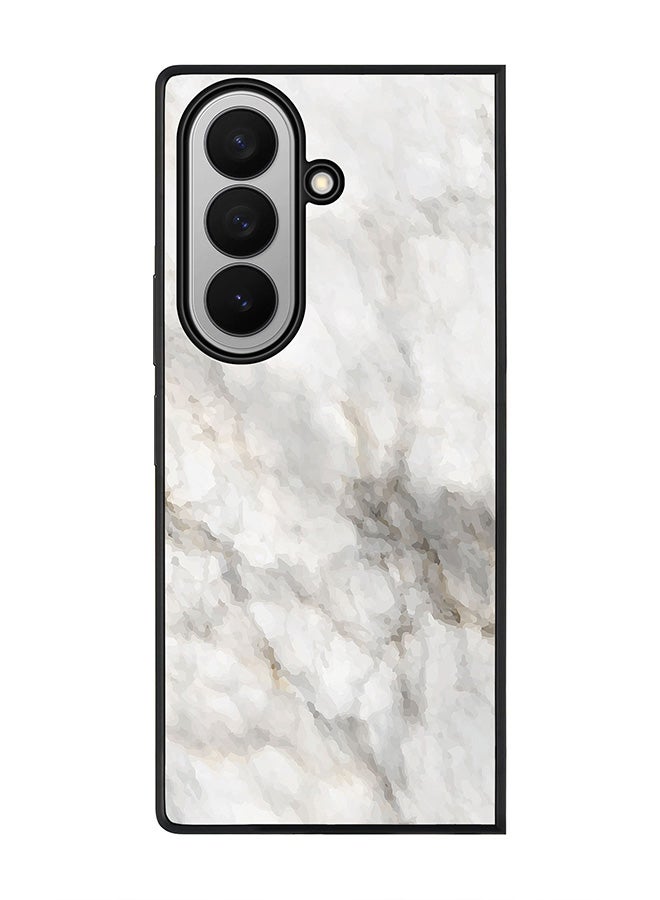 Stylizedd For Samsung Galaxy Z Fold7 Case,Slim fit Camera Protection, Shockproof Thin Phone cover  - Marble Print Beige Grey