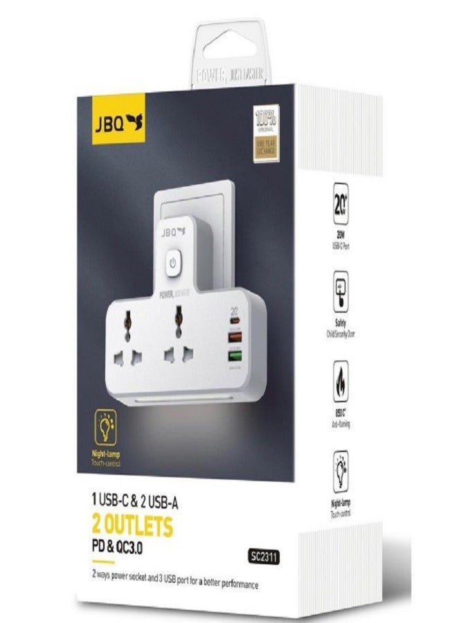 JBQ 2 ways power socket and 3 usb port.Fast charger  1 USB-c &2 USB-A ports - Image 1