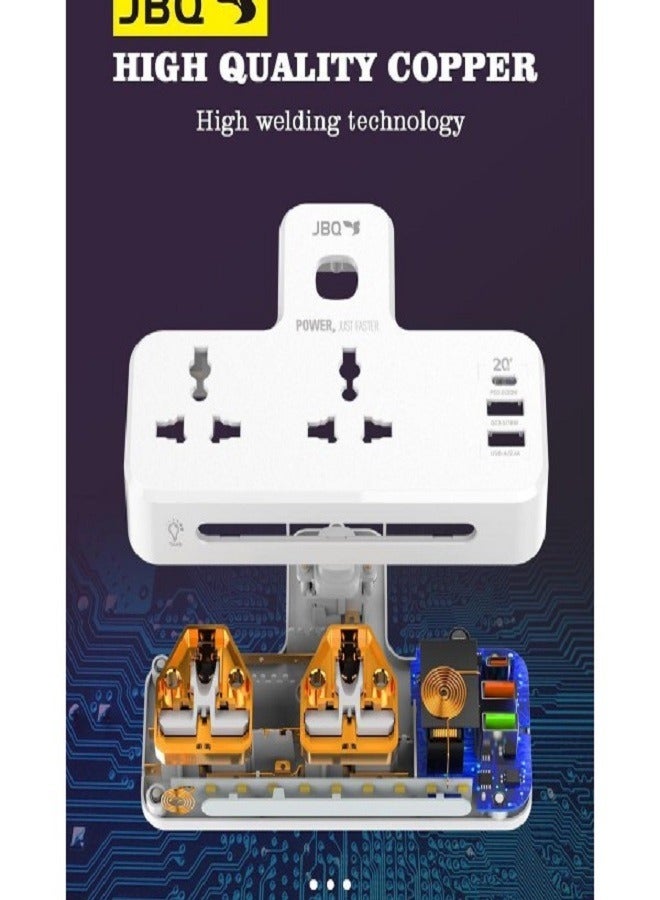 JBQ 2 ways power socket and 3 usb port.Fast charger  1 USB-c &2 USB-A ports - Image 2