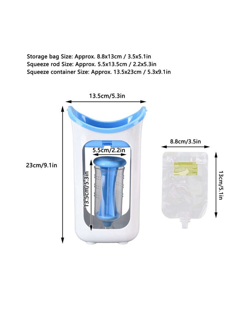SYOSI Squeezable Baby Food Pouch for Food, Reusable Baby Silicone Feeding Pouch, Squeeze Station with 10 PCS Baby Puree Replacement Bags (Blue)  - Image 5