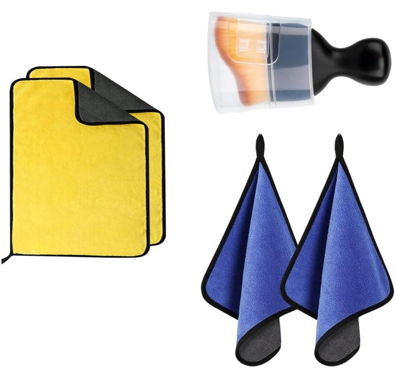 BEANPRECOY 5 Pcs Car Cleaning Kit, Microfiber Cleaning Cloth, Interior Cleaning Brush, Super Absorbent Double Sided Microfiber Drying Towel for Car, Windows, Screen and Kitchen - Image 1