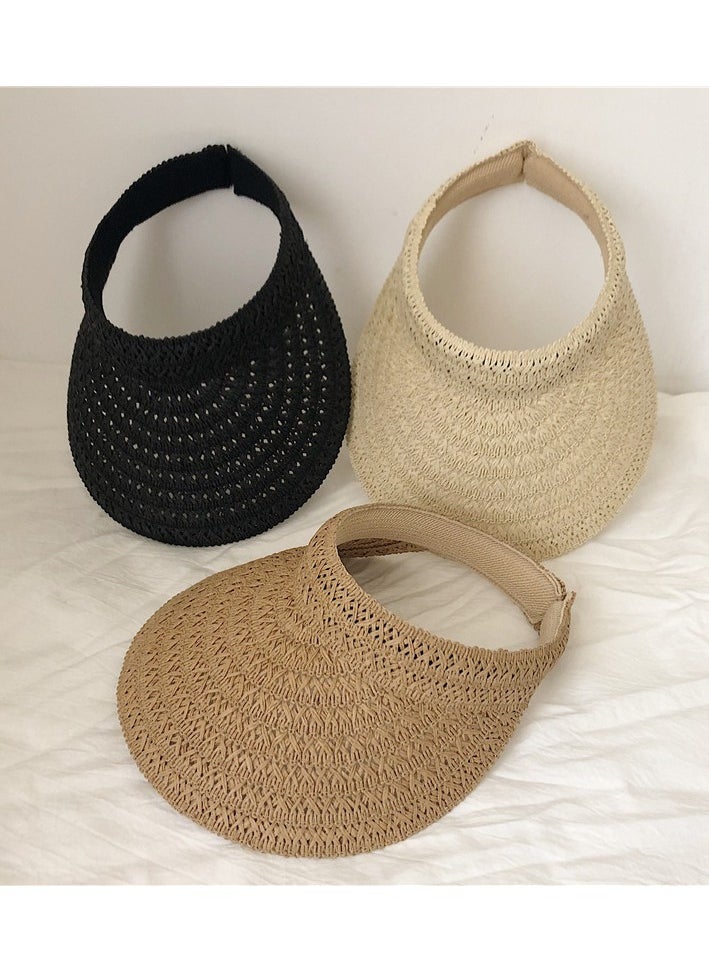 KUYING - New Breathable Sunshade Open Top Hat Straw Weaving Sunscreen Hat - Image 1