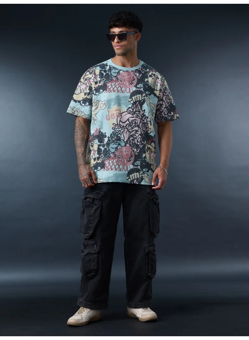 The Souled Store The Souled Store Men Looney Tunes Blue Graphic Oversized T-Shirts