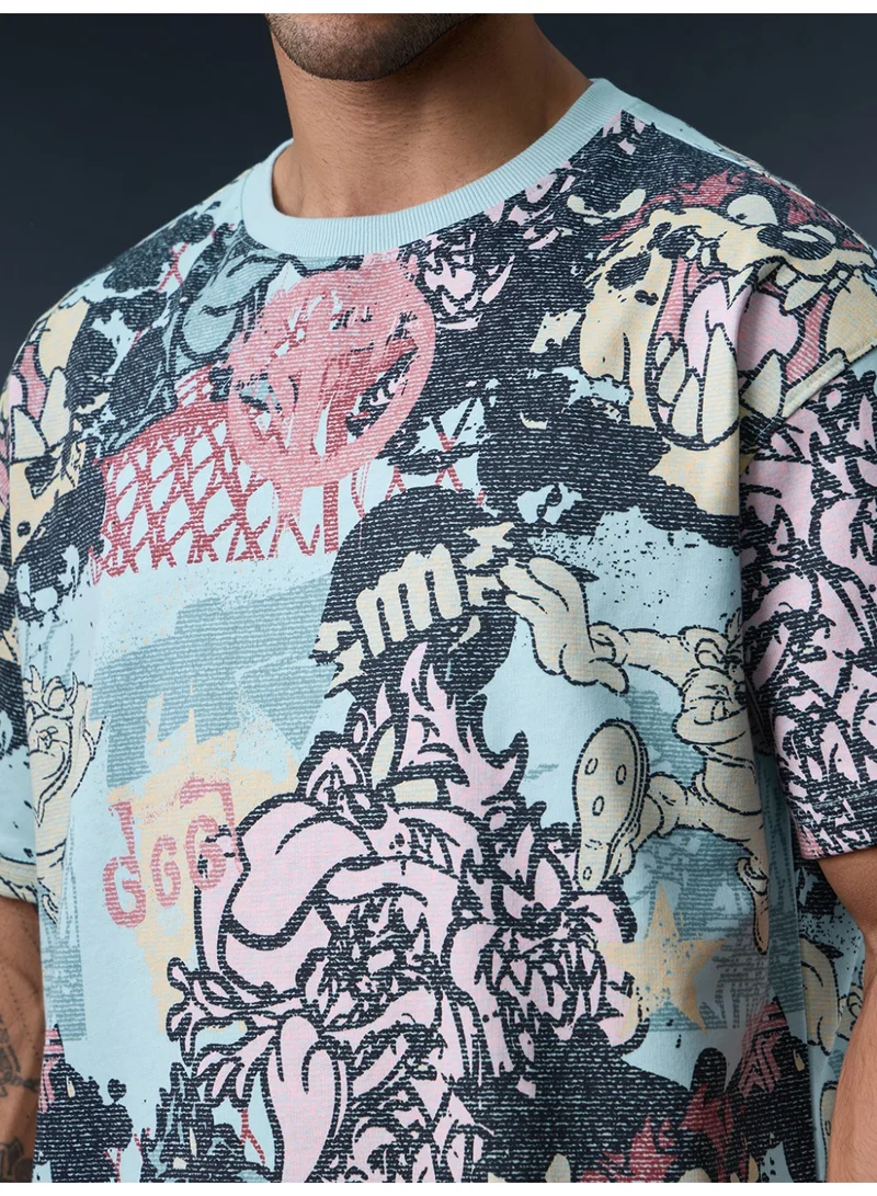 The Souled Store The Souled Store Men Looney Tunes Blue Graphic Oversized T-Shirts
