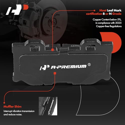 A-Premium Rear Ceramic Disc Brake Pads Set Compatible with Infiniti Q50 2014-2019, Q60 2014-2015/2017-2018, G37 2008-2013, M37 M56 2011-2013, QX70 2014, Q70 2014-2019, Q70L, FX50 & Nissan 370Z, 4 Pcs - Image 2