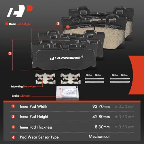 A-Premium Rear Ceramic Disc Brake Pads Set Compatible with Infiniti Q50 2014-2019, Q60 2014-2015/2017-2018, G37 2008-2013, M37 M56 2011-2013, QX70 2014, Q70 2014-2019, Q70L, FX50 & Nissan 370Z, 4 Pcs - Image 5