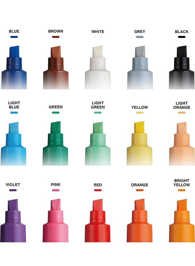 POSCA 15 Posca Paint Markers, 8K Broad Posca Markers with Broad Chisel Tips, Set of Acrylic Paint Pens for Art Supplies, Fabric Paint, Fabric Markers, Paint Pen, Art Markers - Image 2