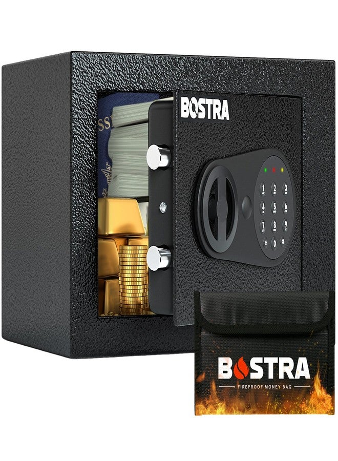 Bostra Fireproof Safe Box with Sensor Light & Fireproof Bag, Money Safe Box with Digital Keypad,Security Safe Box for Home, 0.23 Cubic Small Safe with Keys & Pass Code for Cash Jewelry Black - Image 1