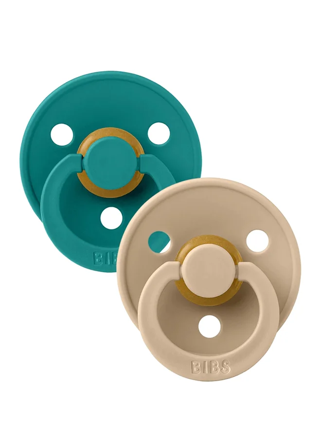 BIBS Colour Baby Pacifiers, Natural Latex Round Nipple, Size 1, 0-6M, Taupe And Scuba, 2 Pieces