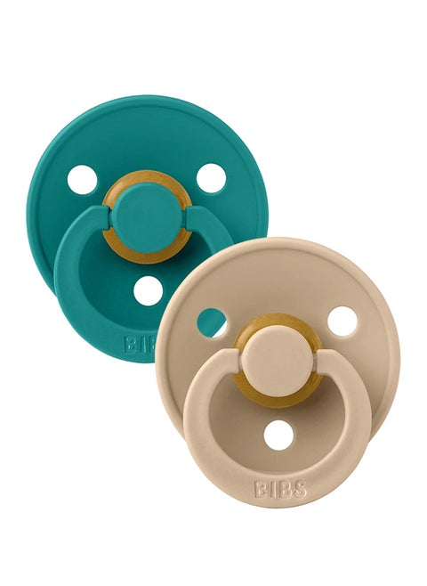 Colour Baby Pacifiers, Natural Latex Round Nipple, Size 1, 0-6M, Taupe And Scuba, 2 Pieces