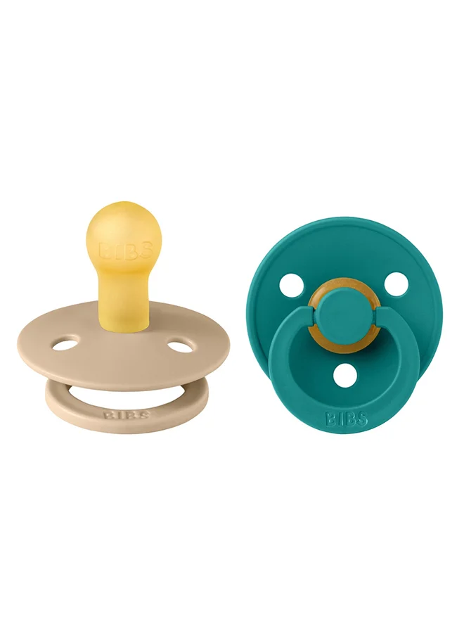 BIBS Colour Baby Pacifiers, Natural Latex Round Nipple, Size 1, 0-6M, Taupe And Scuba, 2 Pieces