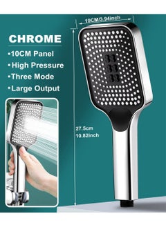 Excefore Hand Shower Head, Universal High Pressure Bathroom Square Shower Head, Bath Powerful 3 Spray Modes Handheld Showers for Low Water Pressure, Water Saving - Chrome Color  - Image 5