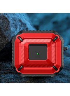 Case Cover Diamond Texture Earphone Protective Case with Switch & Hook For AirPods 3 Red + Black