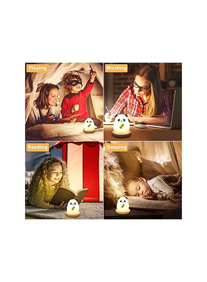 The Bros LED Children Night Light, Cute Panda Night Light Soft Silicone Night Light with Touch Sensor, Protable Led Animal Silicone Kids Lamp USB Rechargeable Bedside Lamp for Room Desk Decor Birthday (Panda) - Image 4