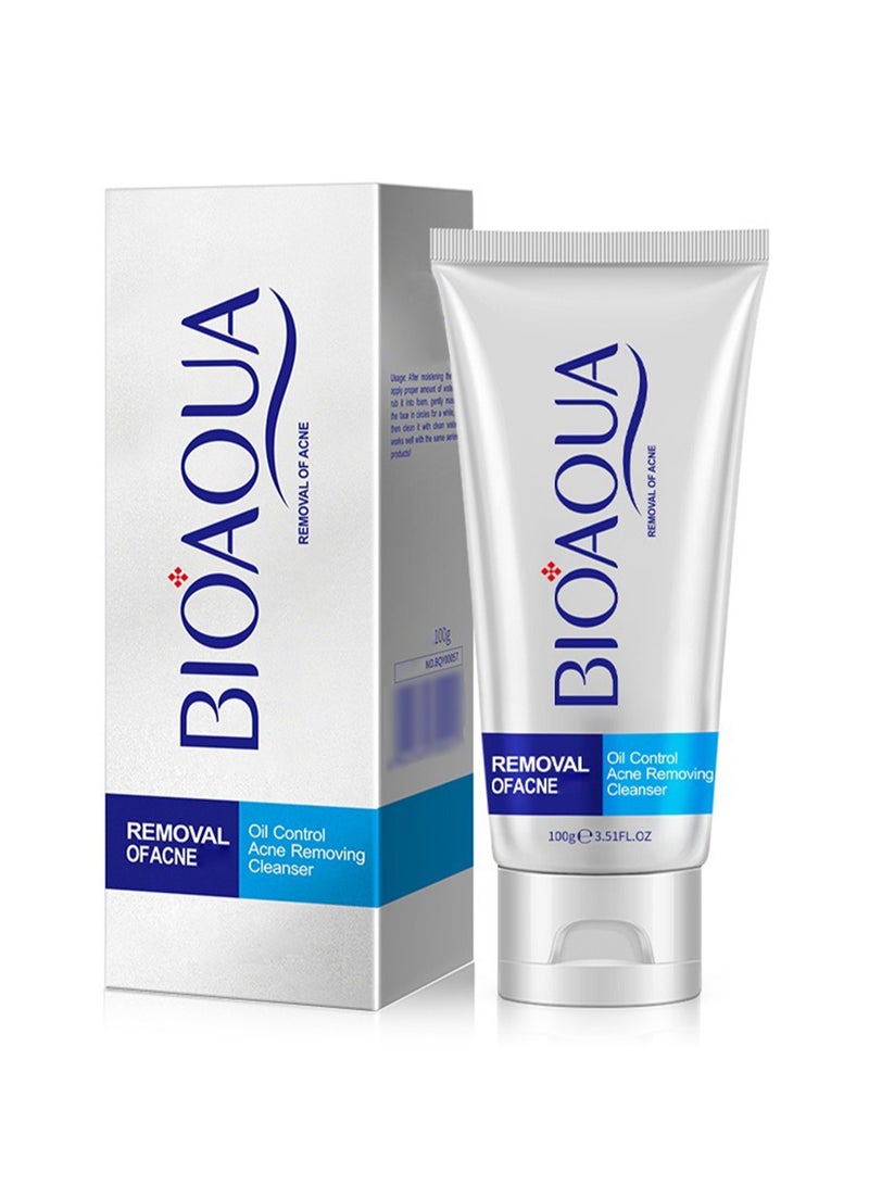 BIOAOUA Anti Acne Light Print and Cleanser, Gentle and Non-Irritating Face Wash to Control Water-Oil Balance, Acne Removing Foam Wash, 100g  - Image 1