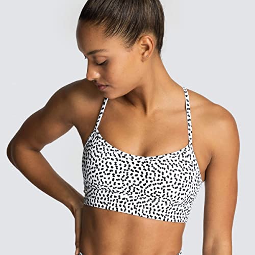 IWEMEK Women 2 Piece Tracksuits Yoga Outfits Seamless Slim Fit High Waisted Yoga Leggings Shorts + Adjustable Strap Sport Bra Workout Sets Exercise Running Gym Clothes White Polka Dots Small - Image 4