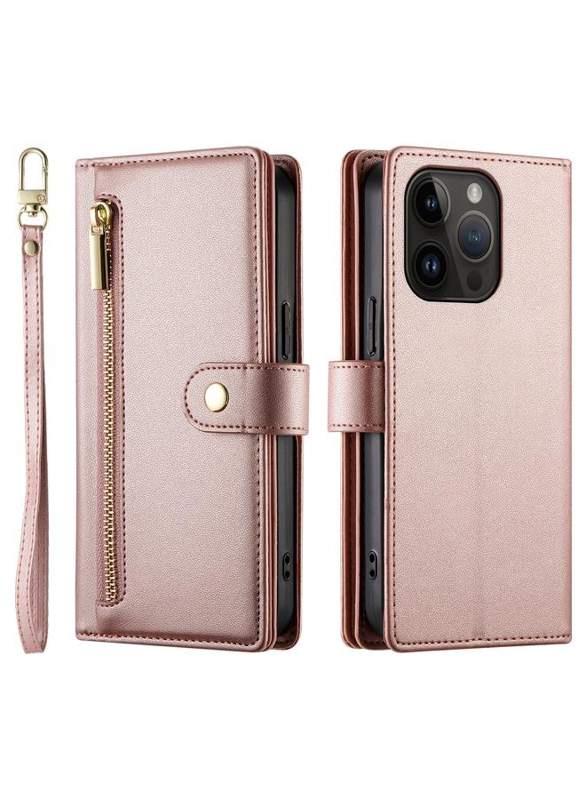 اس-توب حافظة لهاتف iPhone 14 Pro مزودة بتسع فتحات للبطاقات وحقيبة محفظة بسحاب من الجلد - Image 2