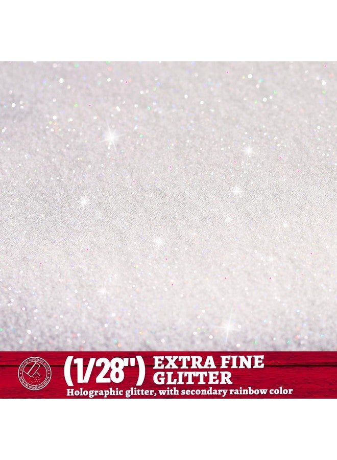 LEOBRO White Glitter, Glitter, 180G/6.35Oz Holographic White Glitter, 1/128" (0.2 Mm) Extra Fine Glitter Powder, Clear Iridescent Snow Glitter For Resin, Crafts, Body, Diy Christmas Decorations - Image 2