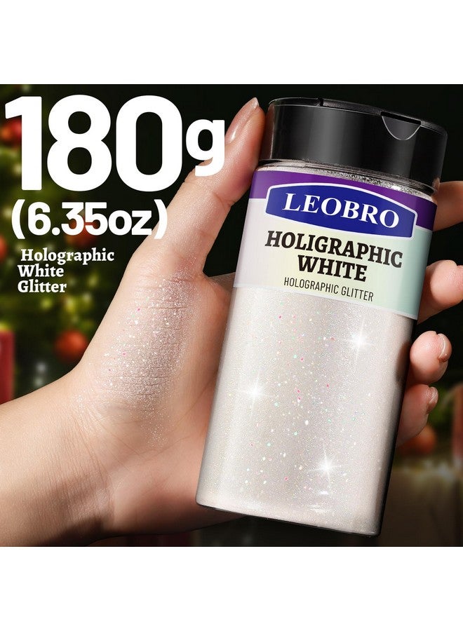 LEOBRO White Glitter, Glitter, 180G/6.35Oz Holographic White Glitter, 1/128" (0.2 Mm) Extra Fine Glitter Powder, Clear Iridescent Snow Glitter For Resin, Crafts, Body, Diy Christmas Decorations - Image 1