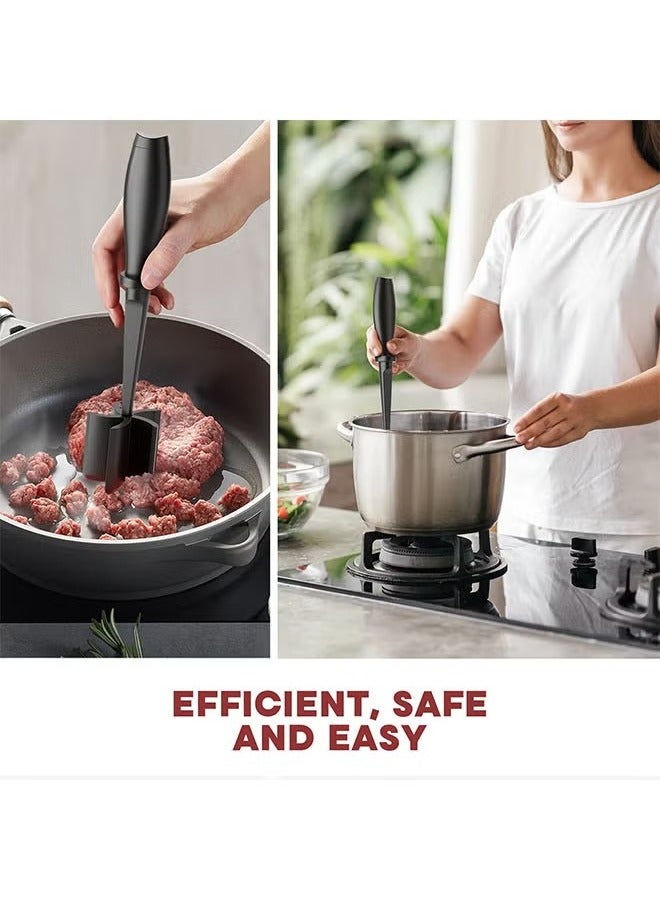 KIIUMI Meat Chopper for Hamburger, Premium Heat Resistant Masher and Smasher for Ground Beef, Ground Turkey and More, Nylon Ground Beef Chopper Tool and Meat Fork, Non Stick Mix Chopper - Image 4