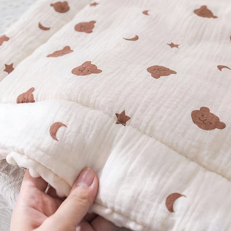Multi-purpose Blanket Bear Biscuit Kids Seat Cushion Animal Cartoon Print Reversible Soft Breathable Polyester Car Seat Pillow Universal Fit for Most Cars - Image 5