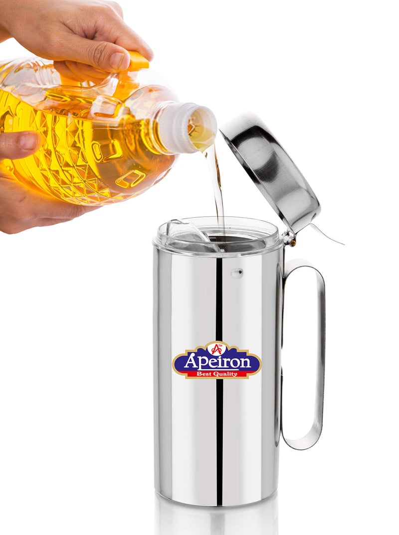 Apeiron Stainless Steel Oil Dispenser with Handle, 1250ml, Pack of 1, Silver - Image 5