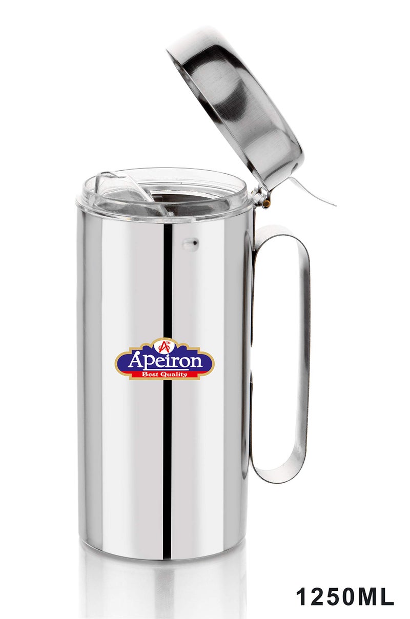 Apeiron Stainless Steel Oil Dispenser with Handle, 1250ml, Pack of 1, Silver - Image 4