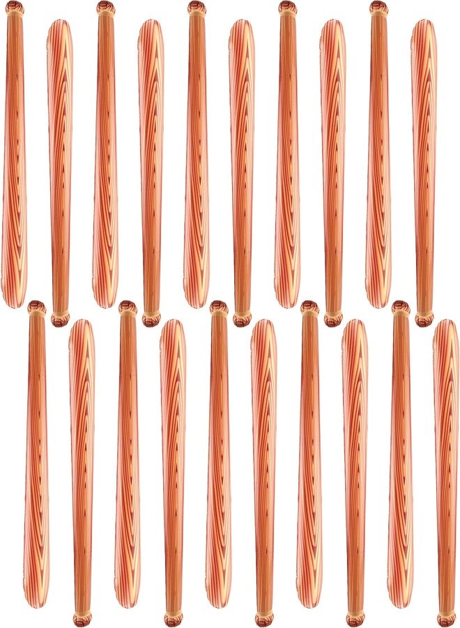 Sonarun 20 Pack 31.5 Inch Inflatable Baseball Bat Blow up Baseball Bat Wood Grain Pattern Baseball Bat Inflates for Carnival Birthday Pool Summer Beach Baseball Theme Party Favors - Image 1
