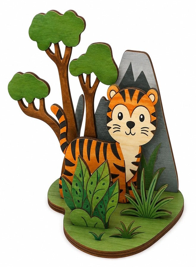 Vedroci DIY 3D Jungle Animal Painting Kit for Kids – Wooden Puzzle Art & Craft Set | Educational Creative Gift for Boys & Girls (Age 3+) | Perfect Birthday Return Gift - Image 1