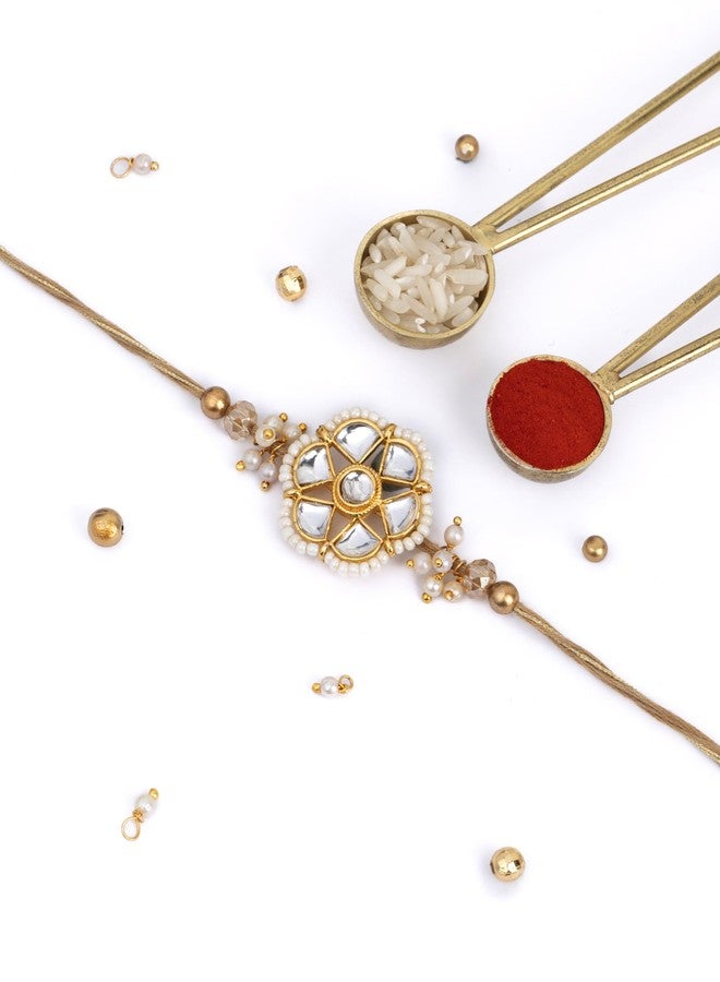 DORE Designer Rakhi For Brother Fancy Rakhi For Brother Rakhi For Brother Single Rakhi For Brother Rakhi For Bhaiya Rakhi Set For Brother Garland Of Pearls Rakhi Set For Unisex Adult - Image 3