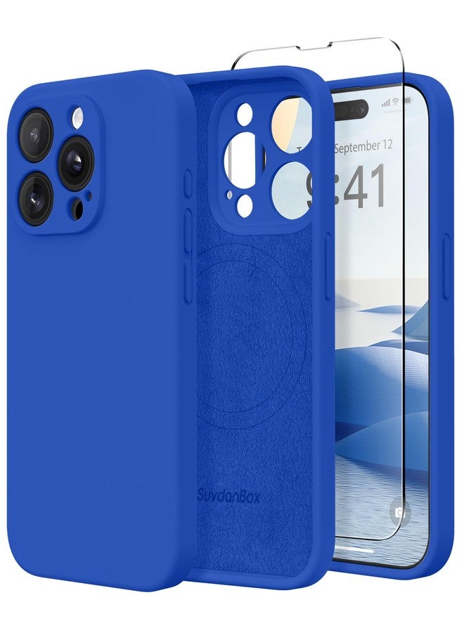 SuydanBox Magnetic for iPhone 15 Pro Max Case, Compatible with MagSafe, [Full Camera Protection][Screen Protector] Silicone Shockproof Protective Phone Case for iPhone 15 Pro Max 6.7", Klein Blue - Image 1