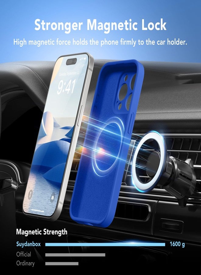 SuydanBox Magnetic for iPhone 15 Pro Max Case, Compatible with MagSafe, [Full Camera Protection][Screen Protector] Silicone Shockproof Protective Phone Case for iPhone 15 Pro Max 6.7", Klein Blue - Image 3