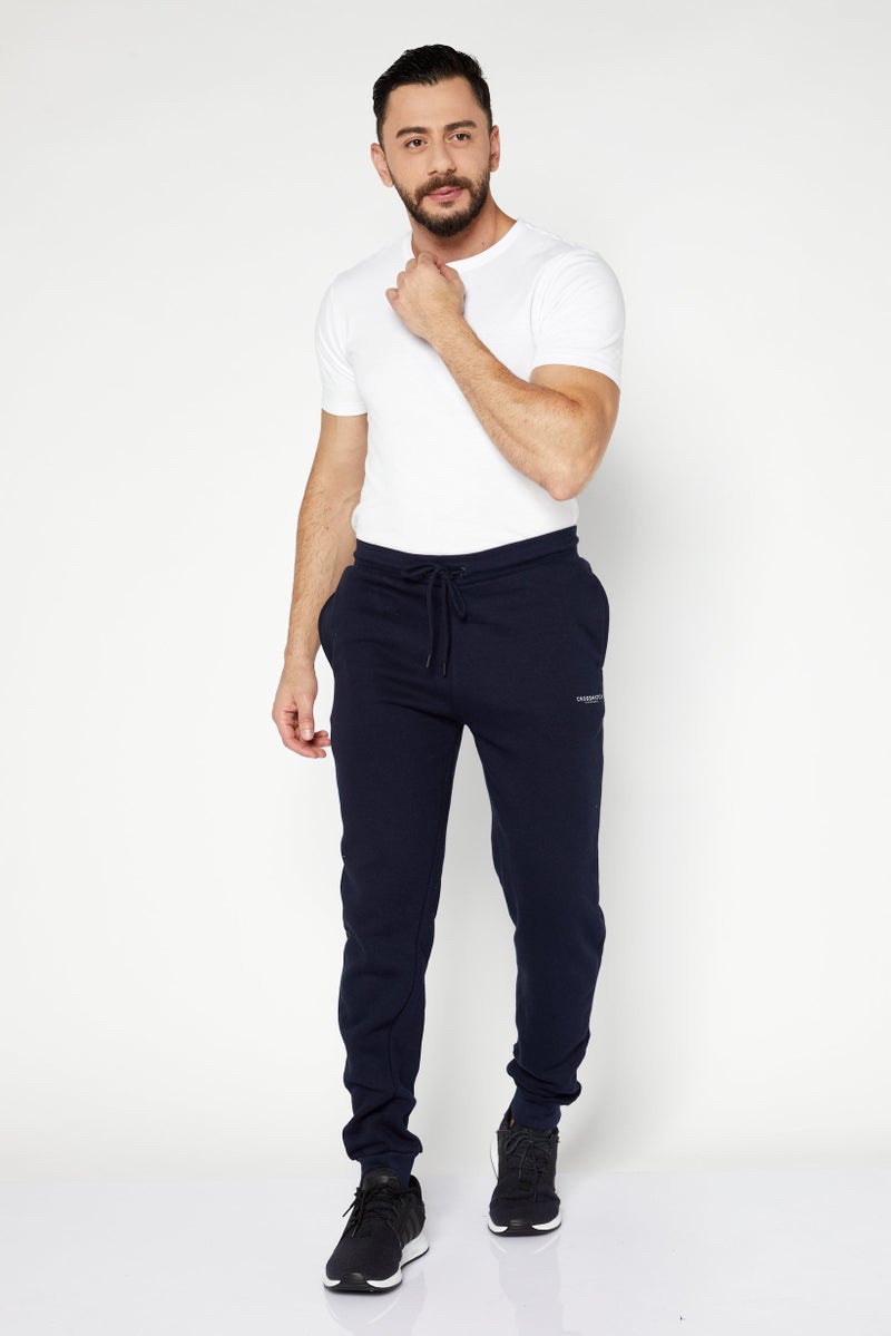 CROSSHATCH سروال رياضي للرجال 2 قطعة مع شعار العلامة التجارية، لون كحلي - Image 2