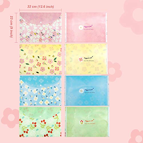 POTTIIS Flower Design Expanding File Folders, 8 Pocket, 4 Pack, A4 Letter Size, Poly Material, 12.8 x 9.3 in - Image 4