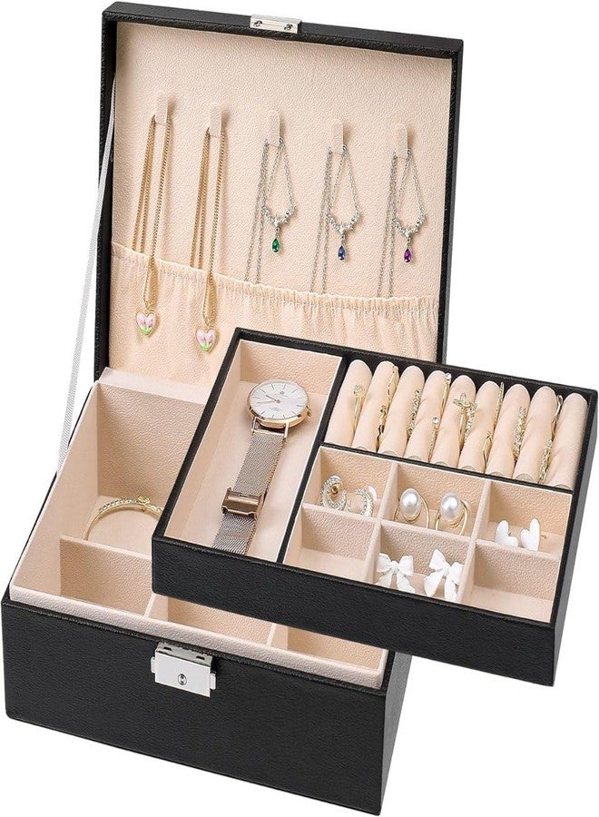 Hatanu Mall Jewellery Organisers Gifts PU Leather Lockable Portable Home Jwell organizer Storage Box Case with Dividers Container for Rings, Earrings, Necklace for girls and women (Multicolor) - Image 1